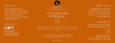 Avocado Deep Hydrating oil. 4 oz bottle